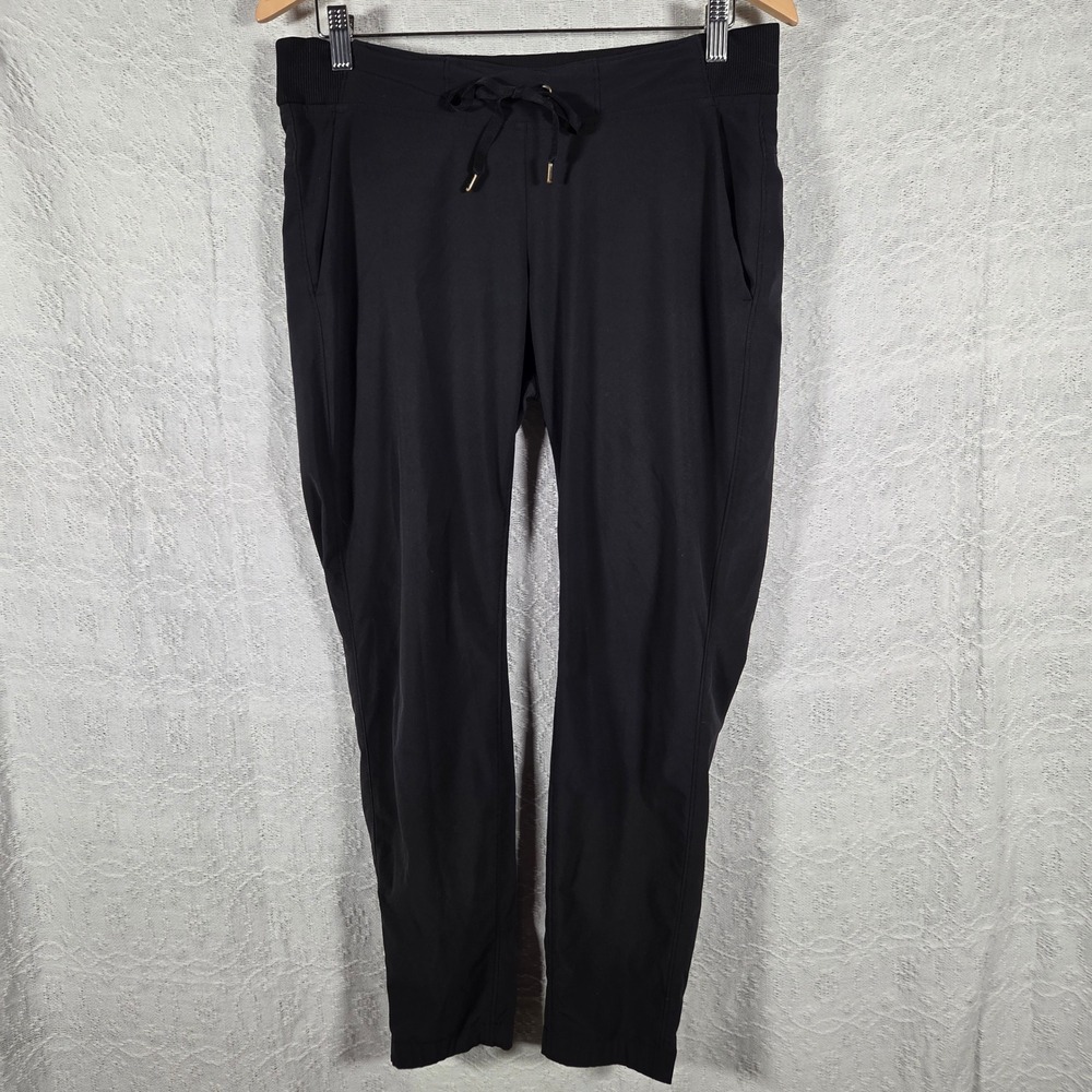 Athleta La Viva Jogger Pants Black Stretch Tapered Hiking Travel Womens Size L
